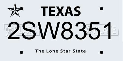 2SW8351 Texas License Plate