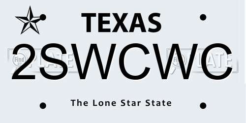 2SWCWC Texas License Plate