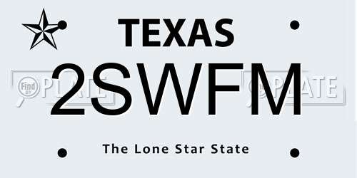 2SWFM Texas License Plate