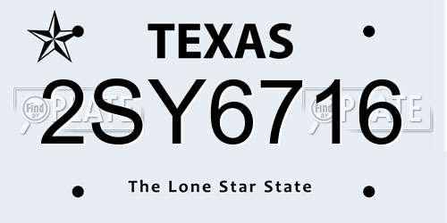 2SY6716 Texas License Plate
