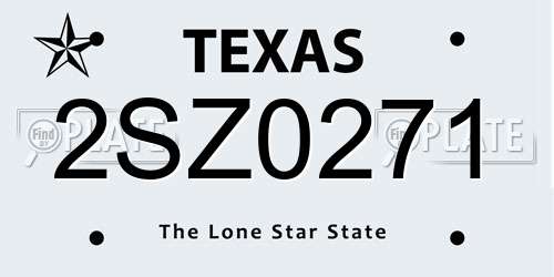 2SZ0271 Texas License Plate