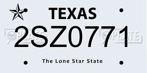 2SZ0771 Texas License Plate
