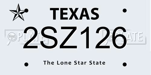 2SZ126 Texas License Plate
