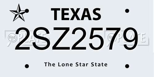2SZ2579 Texas License Plate