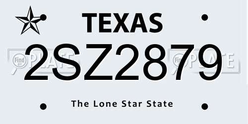 2SZ2879 Texas License Plate