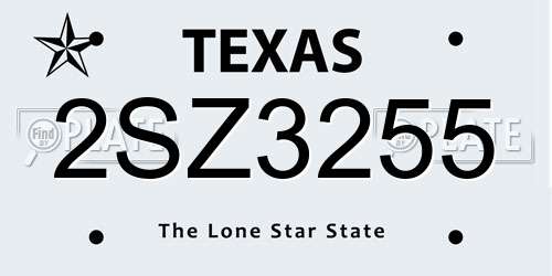 2SZ3255 Texas License Plate