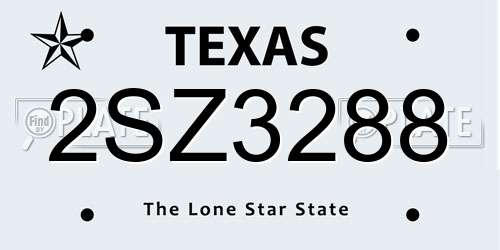 2SZ3288 Texas License Plate