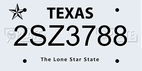 2SZ3788 Texas License Plate