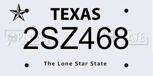 2SZ468 Texas License Plate