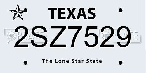 2SZ7529 Texas License Plate