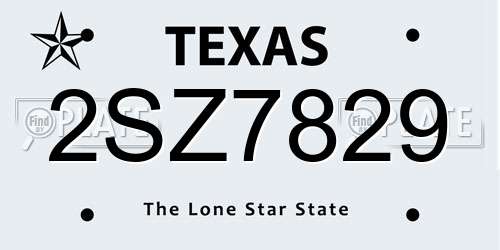 2SZ7829 Texas License Plate