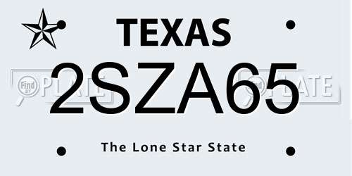 2SZA65 Texas License Plate
