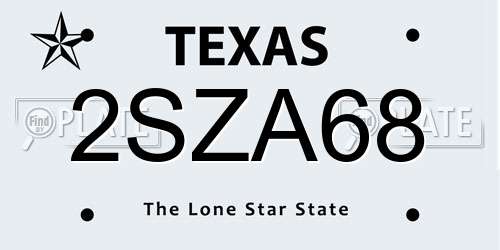 2SZA68 Texas License Plate