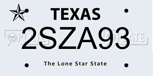 2SZA93 Texas License Plate