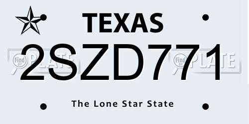 2SZD771 Texas License Plate