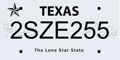 2SZE255 Texas License Plate