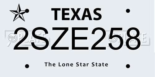 2SZE258 Texas License Plate