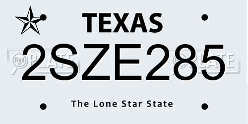 2SZE285 Texas License Plate