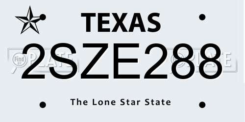 2SZE288 Texas License Plate