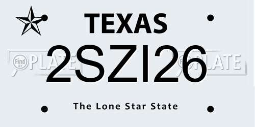 2SZI26 Texas License Plate