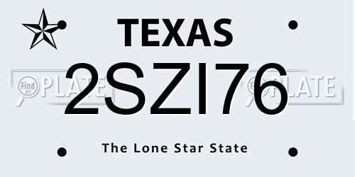 2SZI76 Texas License Plate
