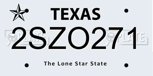 2SZO271 Texas License Plate
