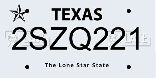 2SZQ221 Texas License Plate