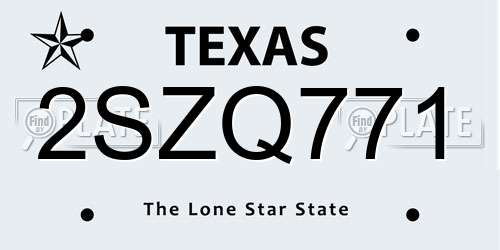 2SZQ771 Texas License Plate