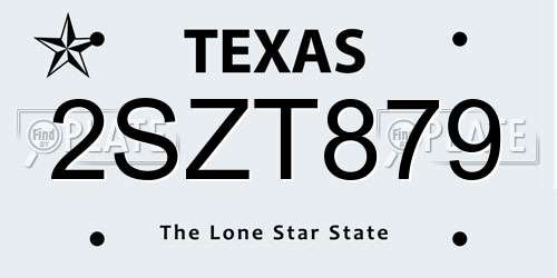 2SZT879 Texas License Plate