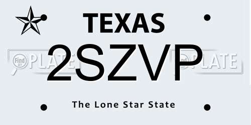 2SZVP Texas License Plate
