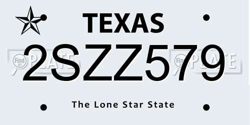 2SZZ579 Texas License Plate