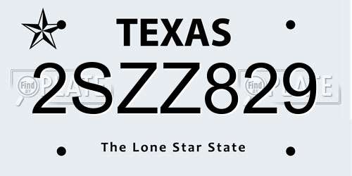 2SZZ829 Texas License Plate