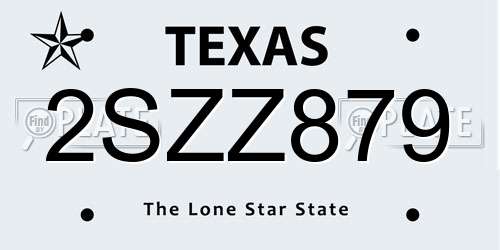 2SZZ879 Texas License Plate