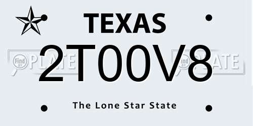 2T00V8 Texas License Plate