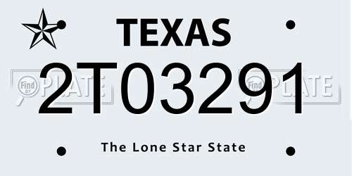 2T03291 Texas License Plate