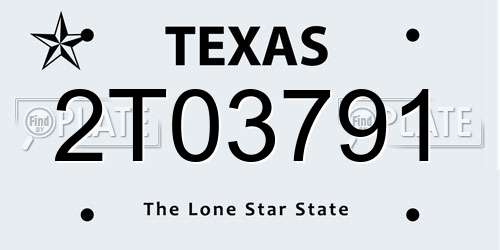 2T03791 Texas License Plate