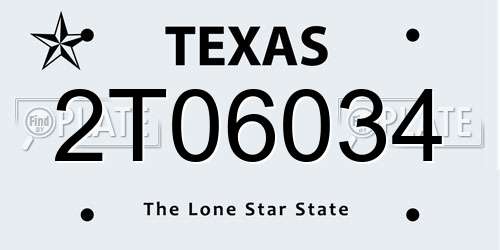 2T06034 Texas License Plate