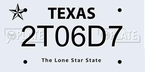 2T06D7 Texas License Plate