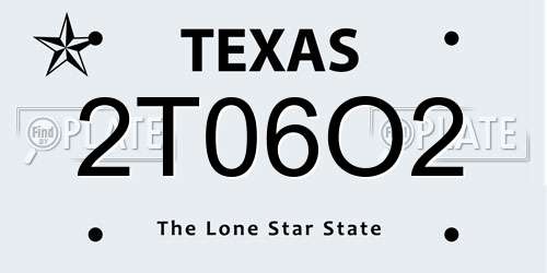 2T06O2 Texas License Plate