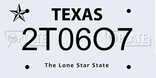 2T06O7 Texas License Plate
