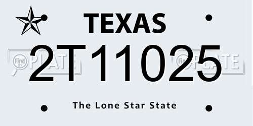 2T11025 Texas License Plate
