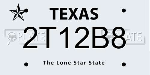 2T12B8 Texas License Plate