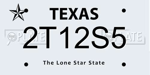 2T12S5 Texas License Plate