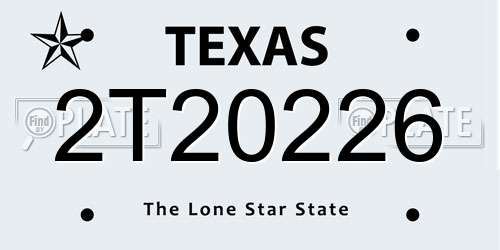 2T20226 Texas License Plate