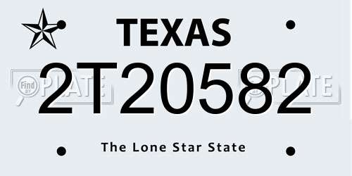 2T20582 Texas License Plate