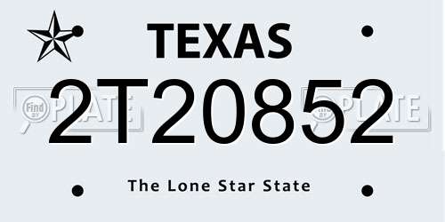 2T20852 Texas License Plate