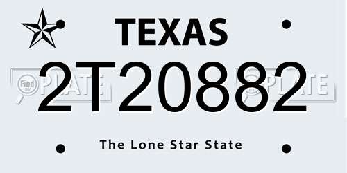 2T20882 Texas License Plate