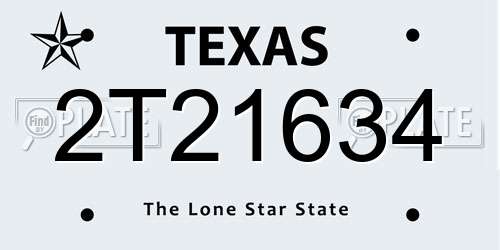 2T21634 Texas License Plate