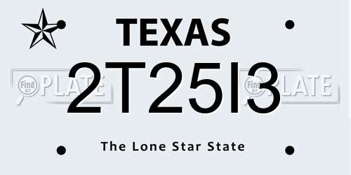 2T25I3 Texas License Plate