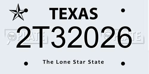 2T32026 Texas License Plate